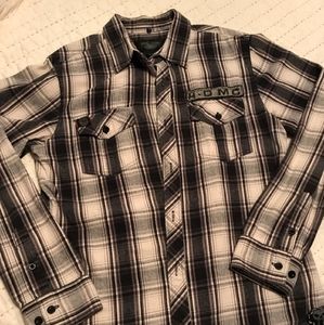 Harley Davidson mens Black label slim fit flannel button up